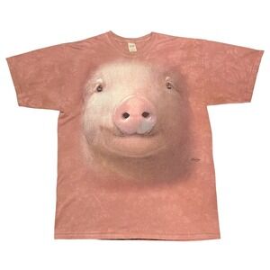 The Mountain Pig Face Graphic T Shirt XL 100% Cotton Animal Tee